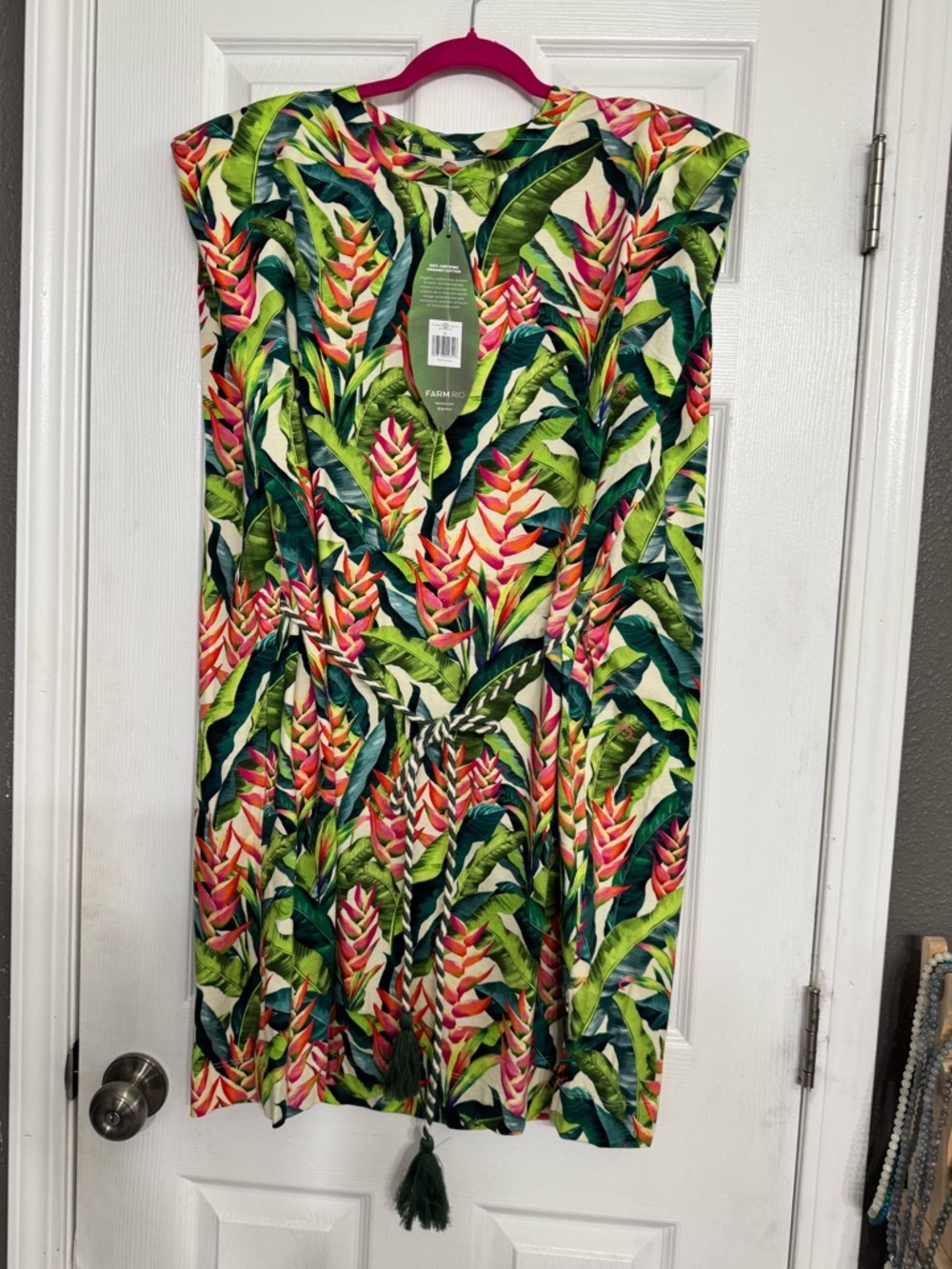 FARM Rio Tropical Leaves Pearl T-shirt Jersey Mini Dress XL